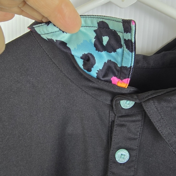 Loudmouth Men's Fancy Black Polo With Colorful Under Collar Size XL Casual - Picture 5 of 9